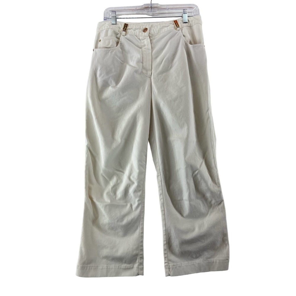 St John Sport White Crop Pants Size 10 Stretch Cotton
